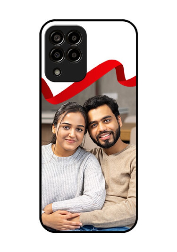 Galaxy m33-5g 5G Photo Printing on Glass Case - Red Ribbon Frame Design