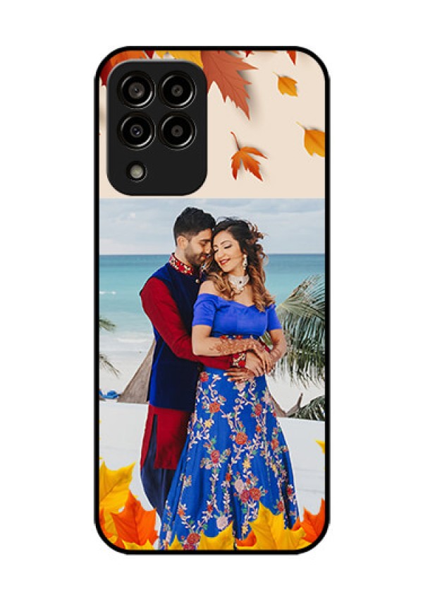 Galaxy m33-5g 5G Photo Printing on Glass Case - Autumn Maple Leaves Design
