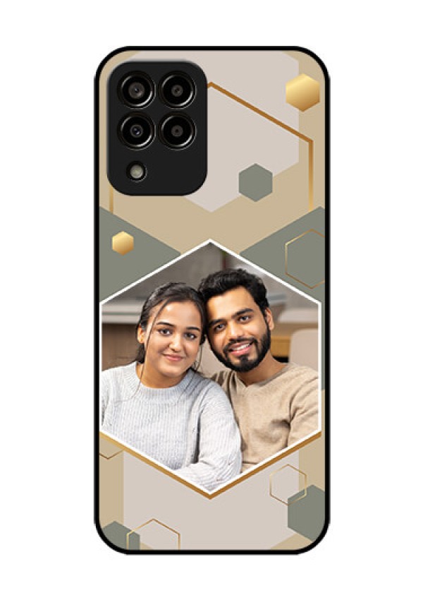 Galaxy M33 5G Photo Printing on Glass Case - Stylish Hexagon Pattern Design