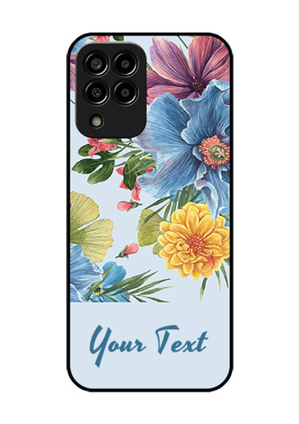 Galaxy M33 5G Custom Glass Mobile Case - Stunning Watercolored Flowers Painting Design