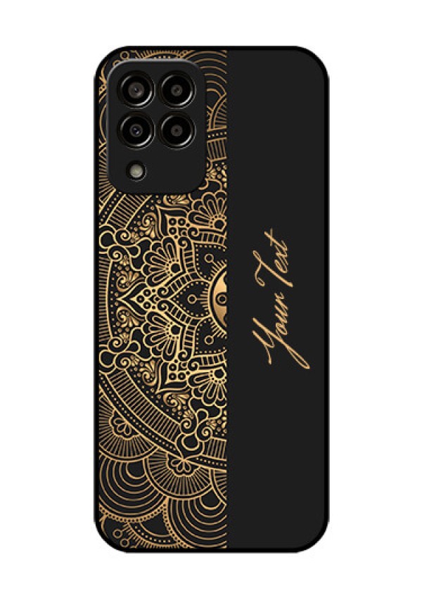 Galaxy M33 5G Photo Printing on Glass Case - Mandala art with custom text Design