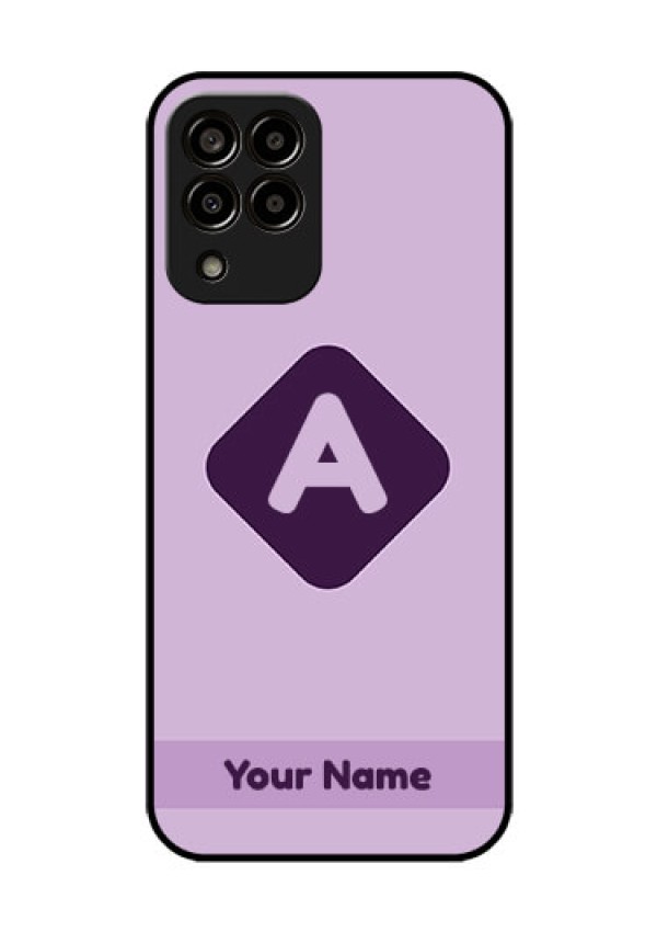 Galaxy M33 5G Custom Glass Mobile Case - Custom Letter in curved badge Design