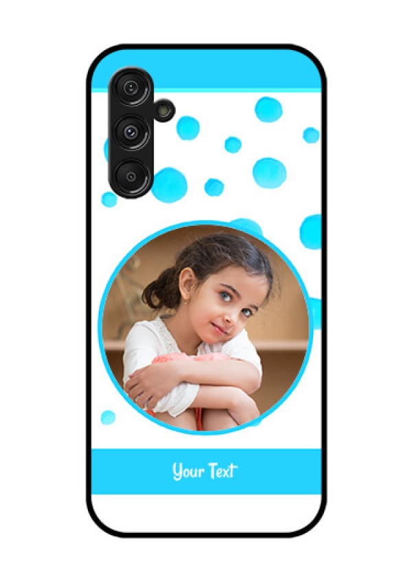 Samsung Galaxy M34 5G Photo Printing on Glass Case - Blue Bubbles Pattern Design