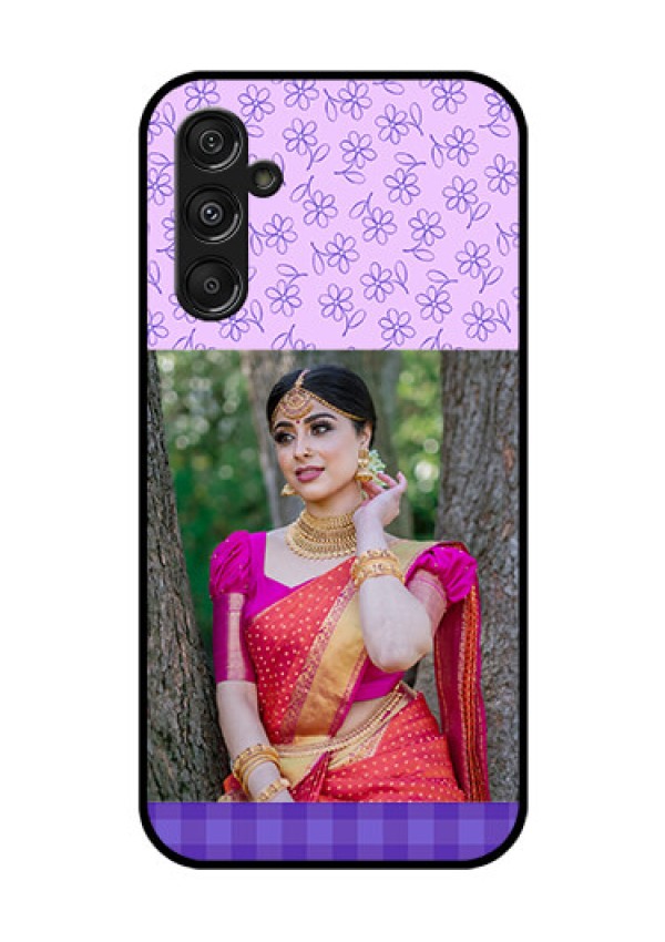 Samsung Galaxy M34 5G Custom Glass Phone Case - Purple Floral Design