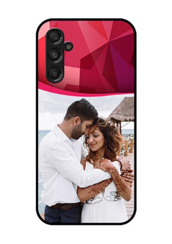 Samsung Galaxy M34 5G Custom Glass Mobile Case - Red Abstract Design