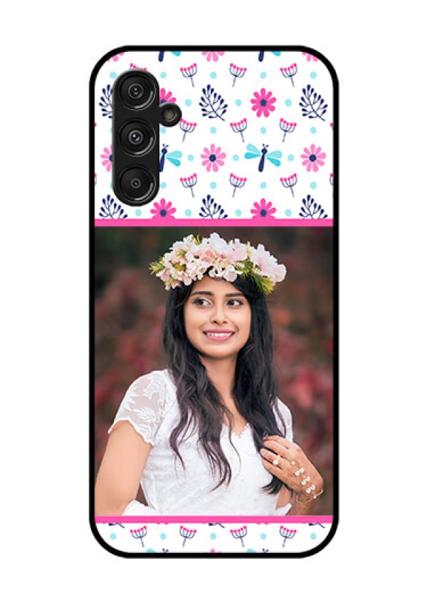 Samsung Galaxy M34 5G Photo Printing on Glass Case - Colorful Flower Design