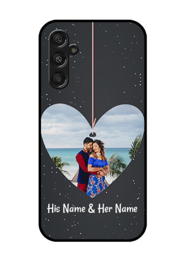 Samsung Galaxy M34 5G Custom Glass Phone Case - Hanging Heart Design