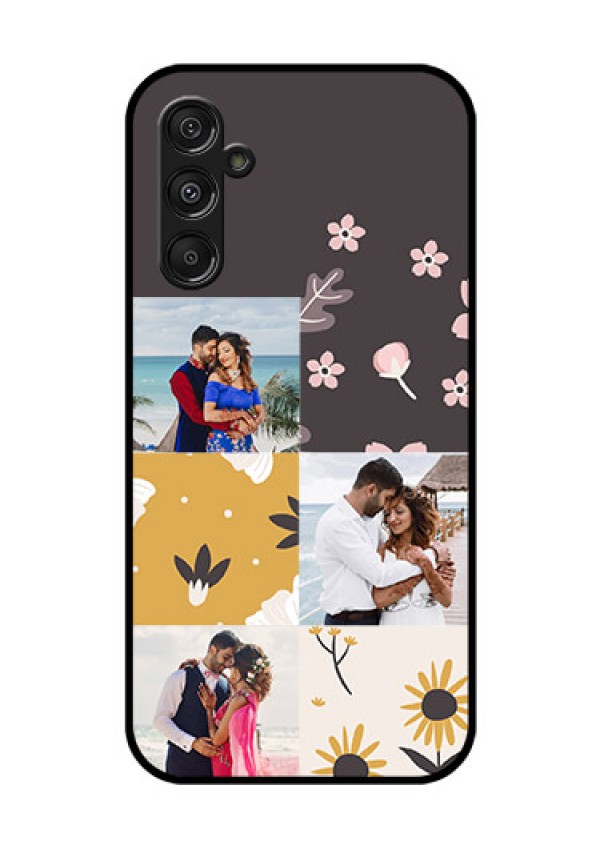 Samsung Galaxy M34 5G Photo Printing on Glass Case - 3 Images with Floral Design