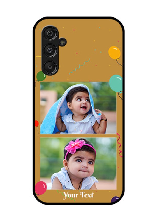 Samsung Galaxy M34 5G Personalized Glass Phone Case - Image Holder with Birthday Celebrations Design