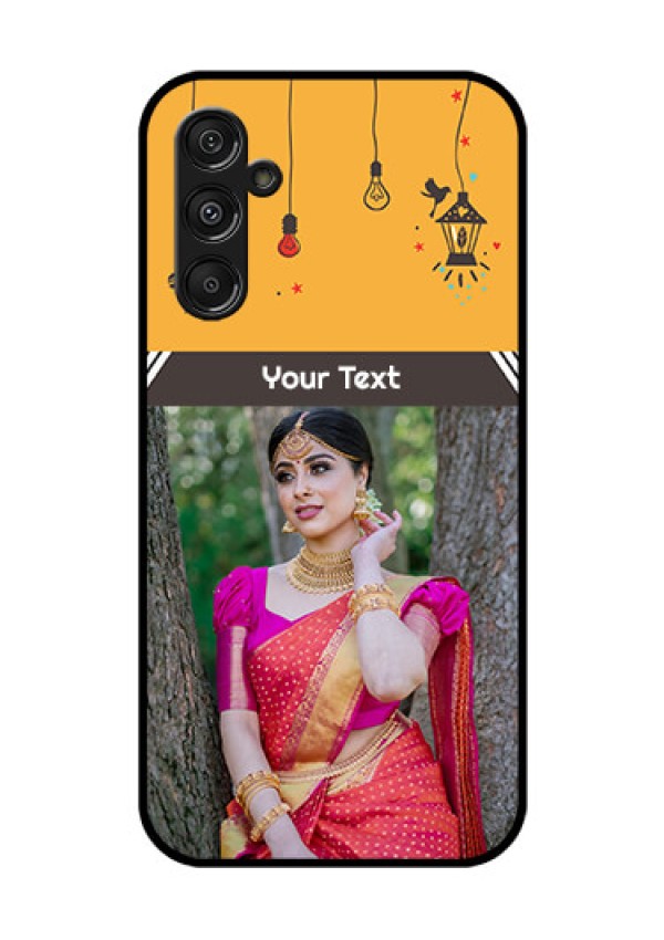 Samsung Galaxy M34 5G Custom Glass Mobile Case - with Family Picture and Icons