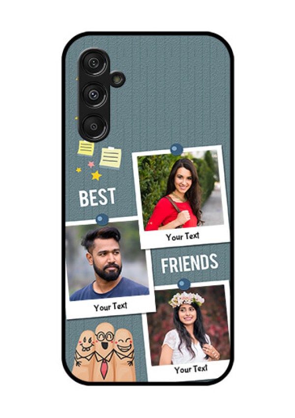 Samsung Galaxy M34 5G Personalized Glass Phone Case - Sticky Frames and Friendship Design