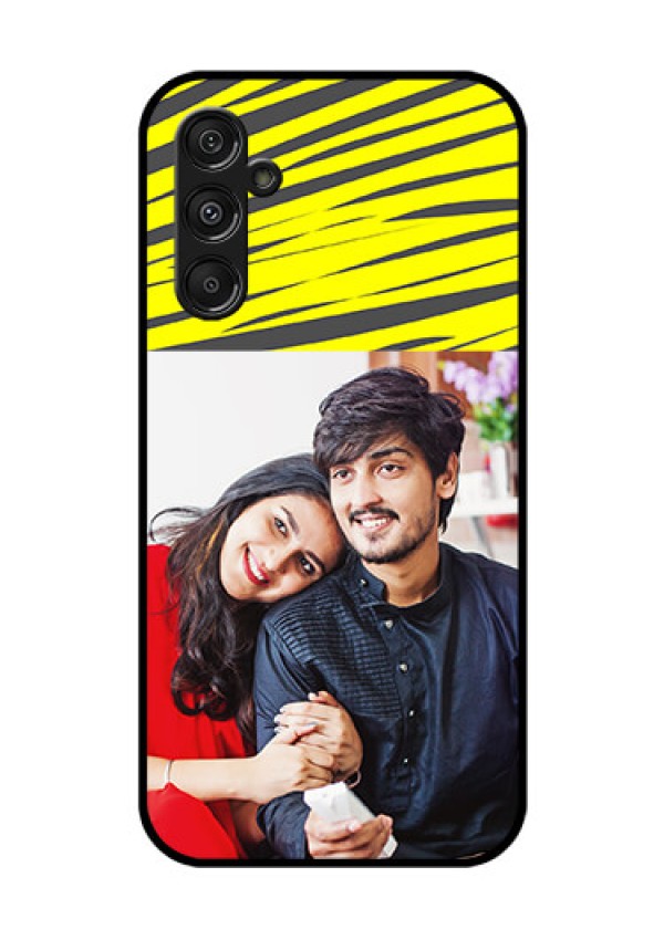 Samsung Galaxy M34 5G Photo Printing on Glass Case - Yellow Abstract Design