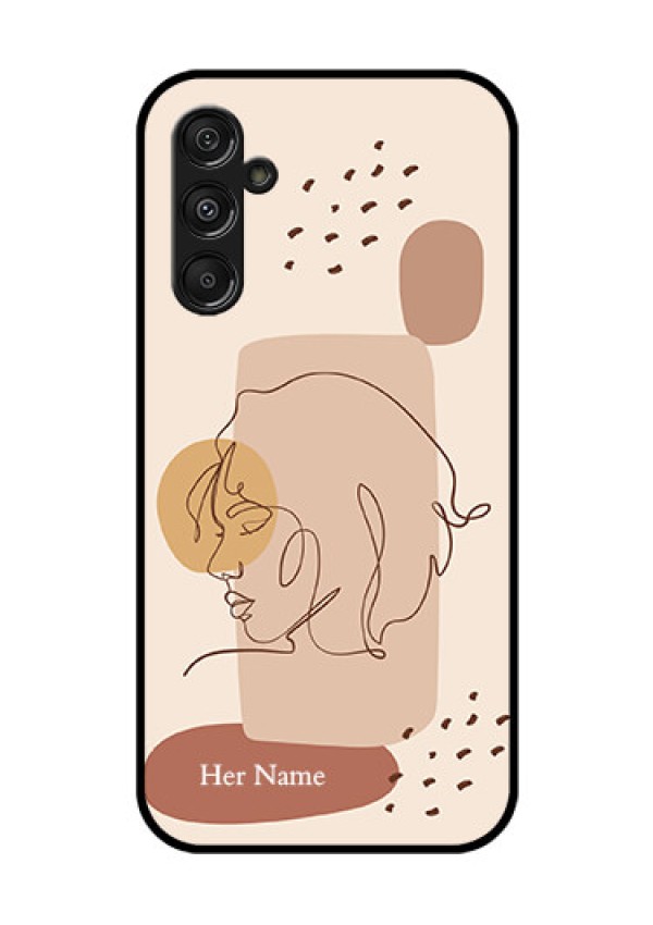 Samsung Galaxy M34 5G Photo Printing on Glass Case - Calm Woman line art Design