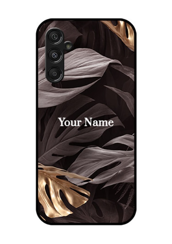 Samsung Galaxy M34 5G Personalised Glass Phone Case - Wild Leaves digital paint Design