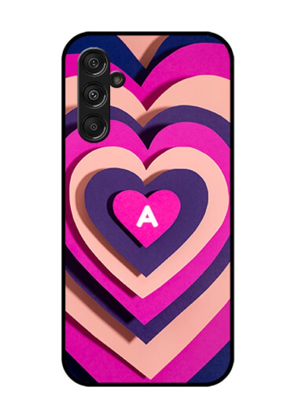Samsung Galaxy M34 5G Custom Glass Mobile Case - Cute Heart Pattern Design