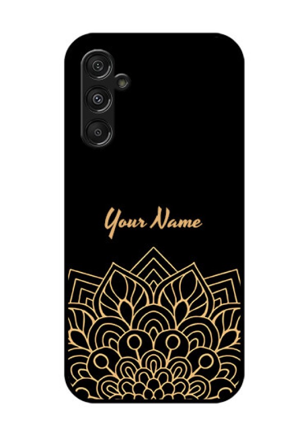 Samsung Galaxy M34 5G Custom Glass Phone Case - Golden mandala Design
