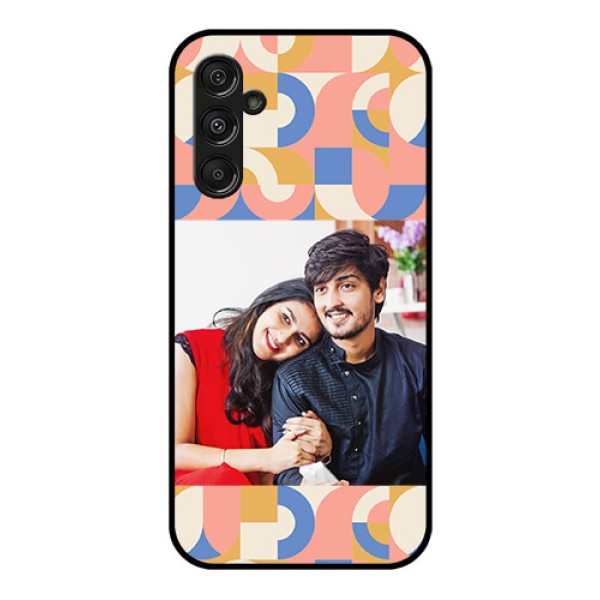 Samsung Galaxy M34 5G Photo Printing on Glass Case - Semi-circle Maze Pattern Design