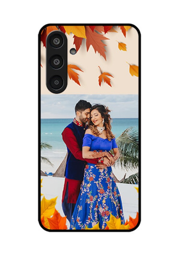 Samsung Galaxy M35 5G Custom Glass Phone CaseAutumn Maple Leaves Design