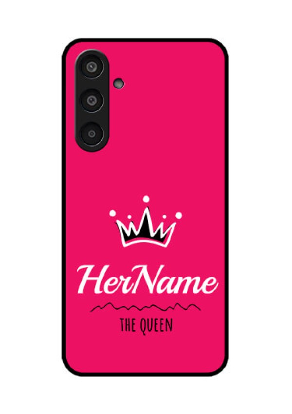 Samsung Galaxy M35 5G Custom Glass Phone CaseQueen With Name Design