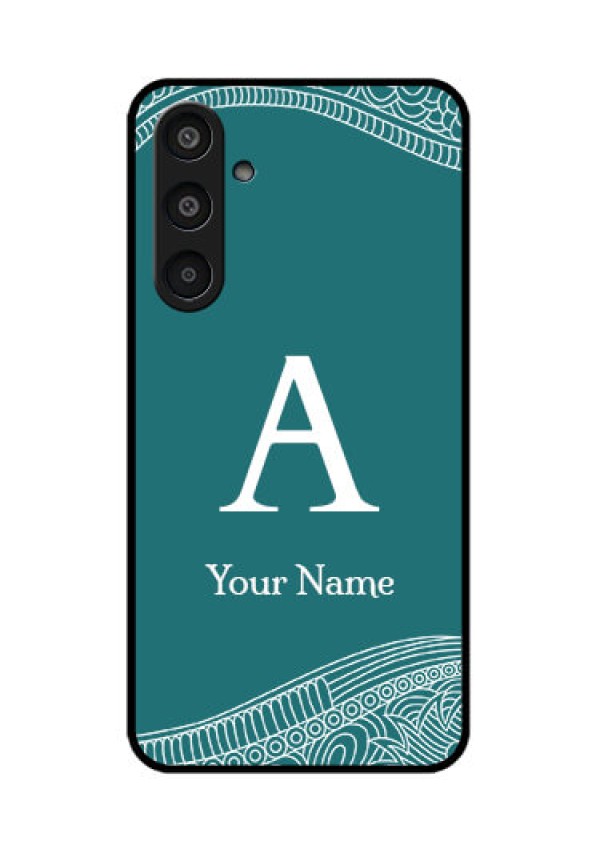 Samsung Galaxy M35 5G Custom Glass Phone CaseLine Art Pattern With Custom Name Design
