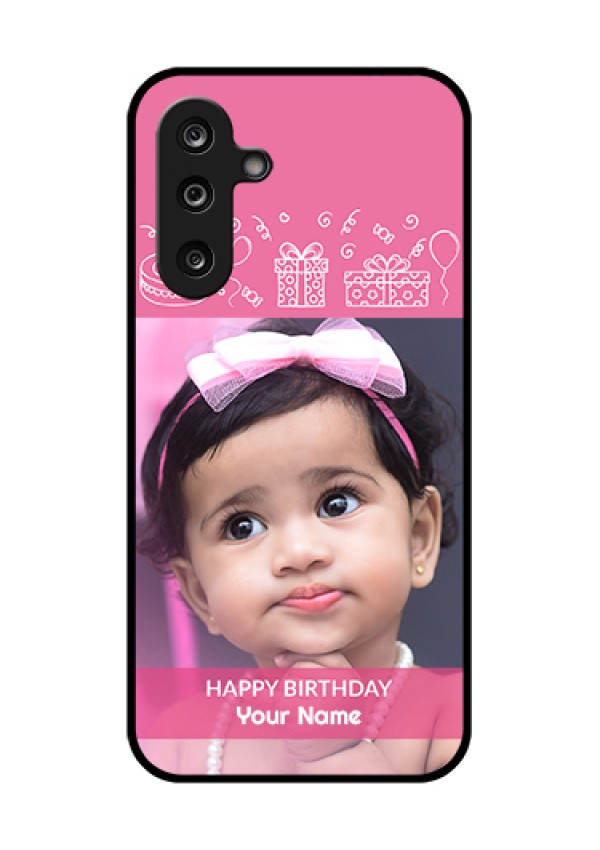 Samsung Galaxy M36 5G Custom Glass Phone Case - With Birthday Line Art Design