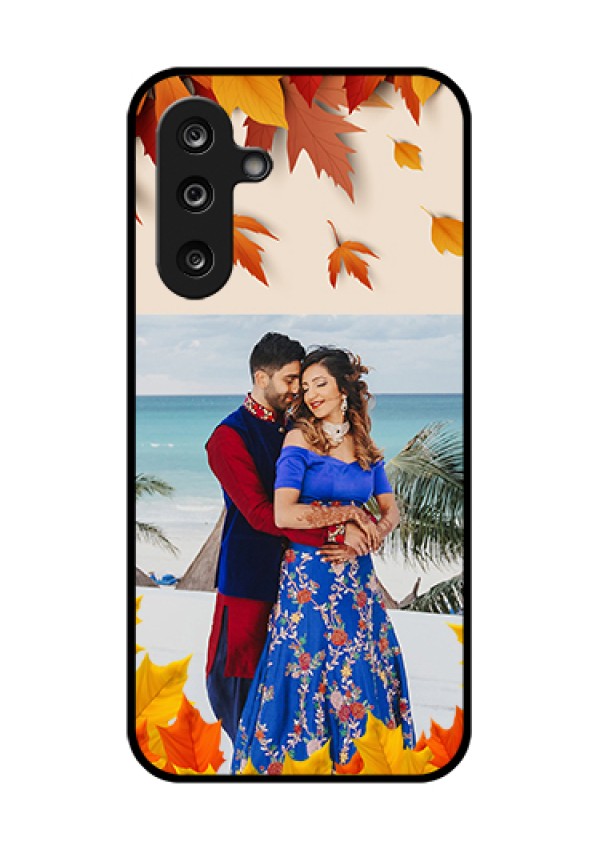 Samsung Galaxy M36 5G Custom Glass Phone Case - Autumn Maple Leaves Design