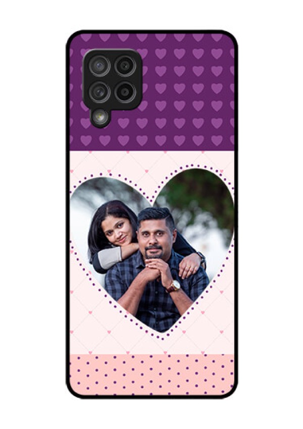 Galaxy M42 5G Custom Glass Phone Case - Violet Love Dots Design