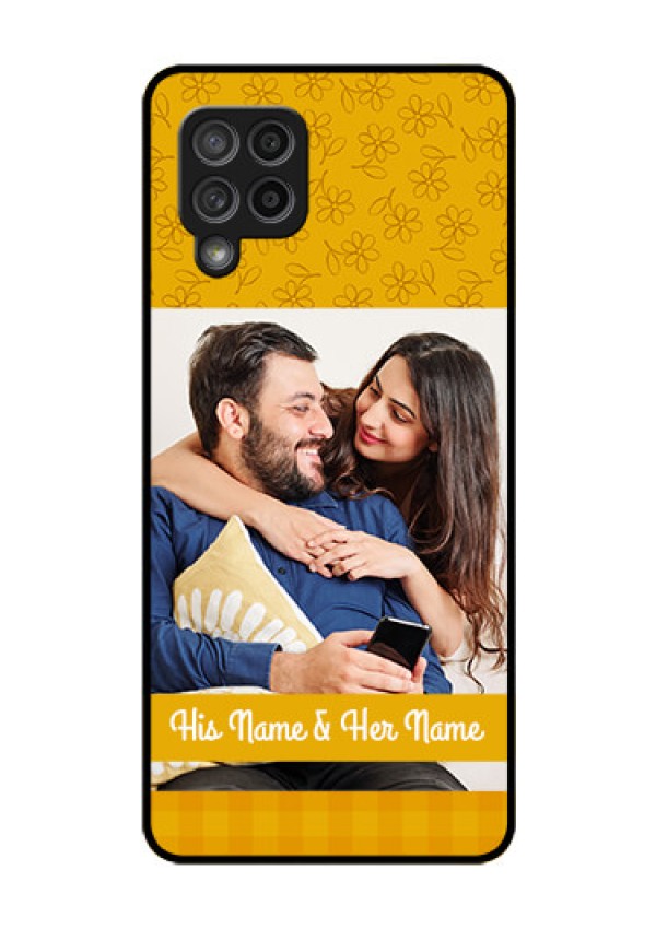 Galaxy M42 5G Custom Glass Mobile Case - Yellow Floral Design