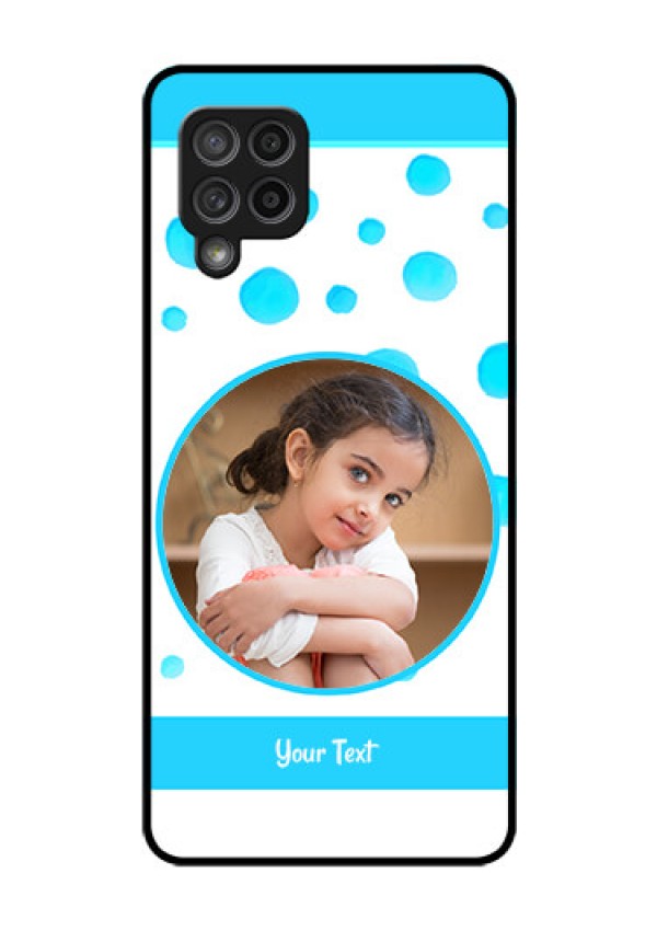 Galaxy M42 5G Photo Printing on Glass Case - Blue Bubbles Pattern Design