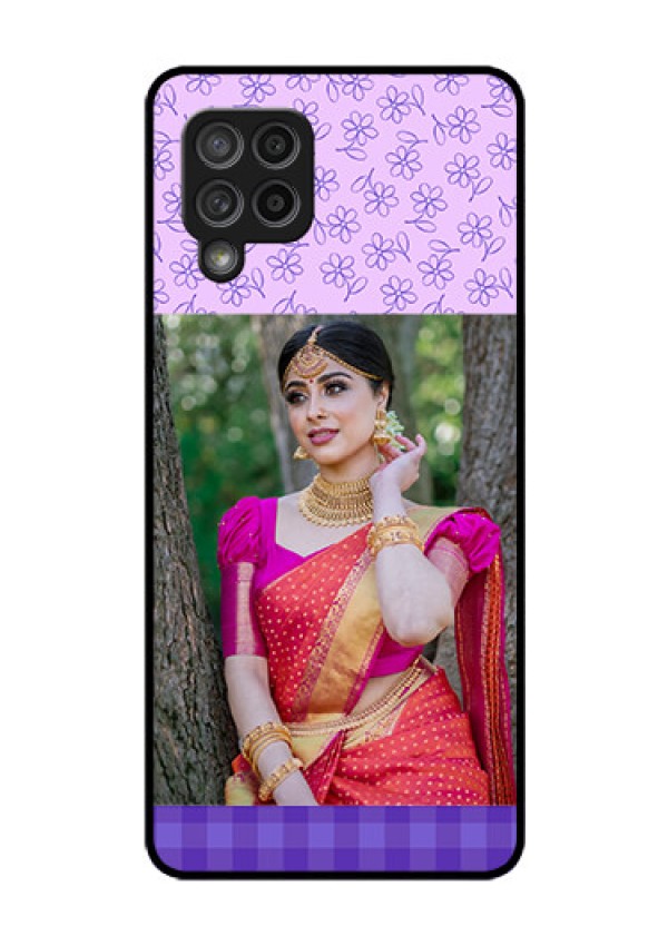 Galaxy M42 5G Custom Glass Phone Case - Purple Floral Design