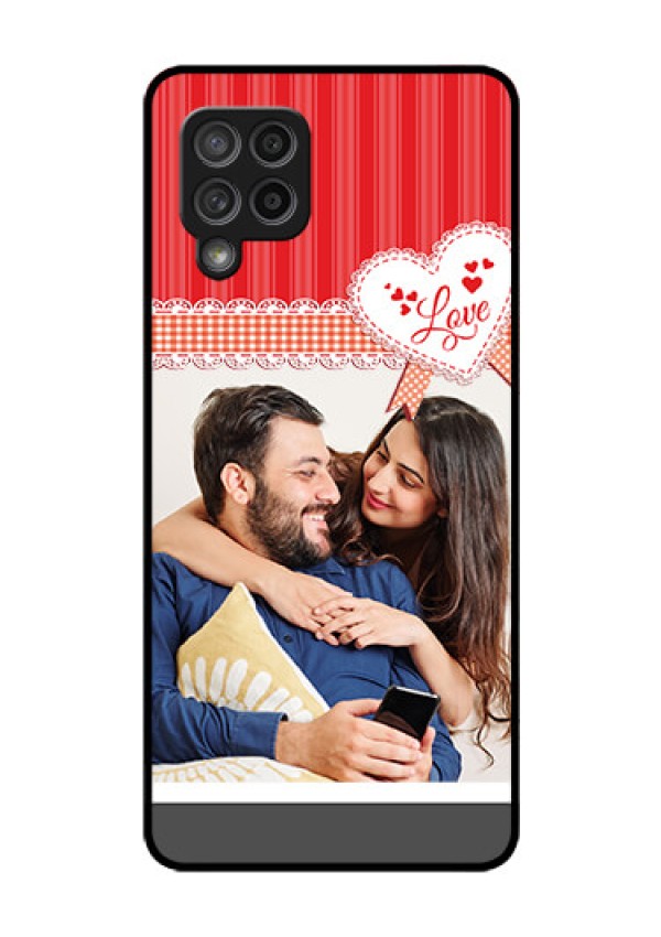 Galaxy M42 5G Custom Glass Mobile Case - Red Love Pattern Design