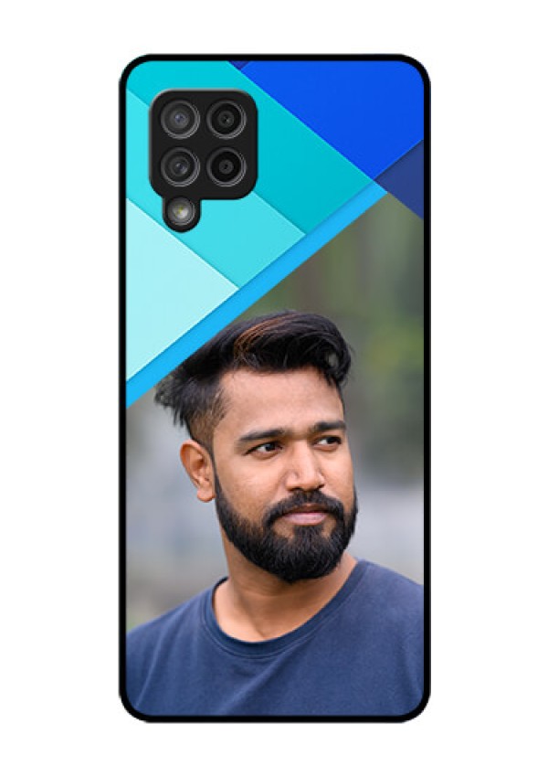 Galaxy M42 5G Custom Glass Phone Case - Blue Pattern Design