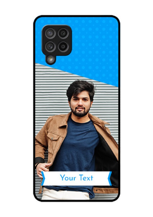 Galaxy M42 5G Photo Printing on Glass Case - Simple Blue Color Design