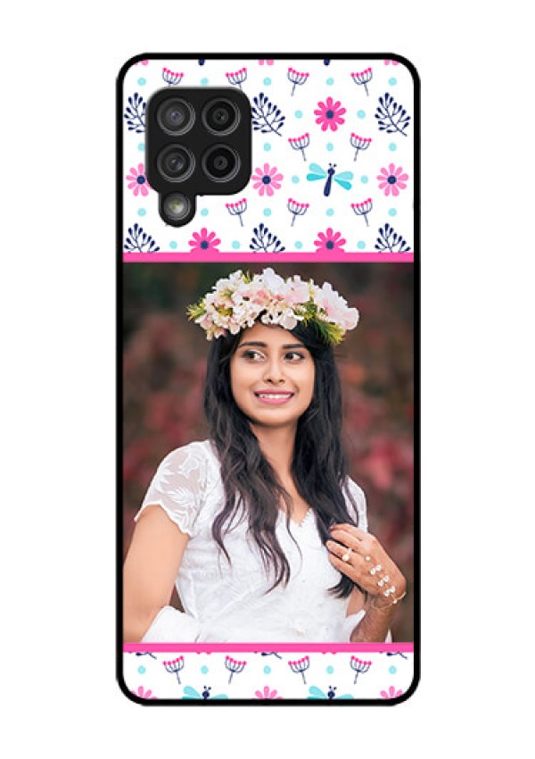 Galaxy M42 5G Photo Printing on Glass Case - Colorful Flower Design