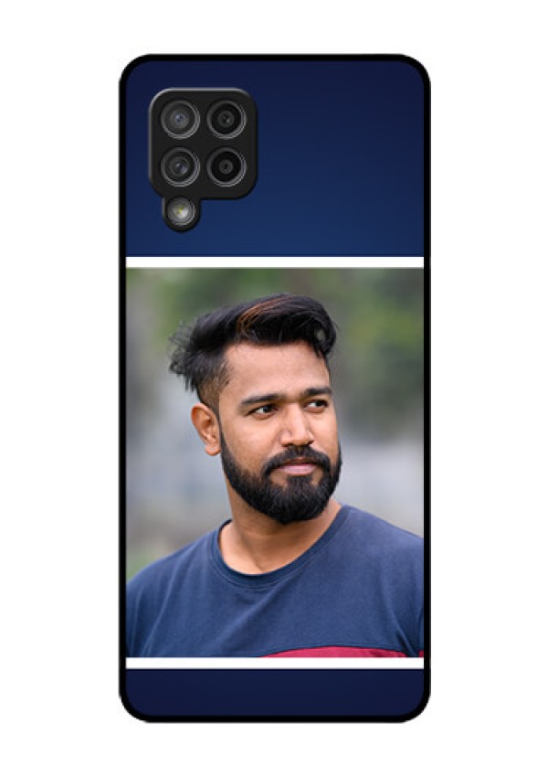 Galaxy M42 5G Personalized Glass Phone Case - Simple Royal Blue Design