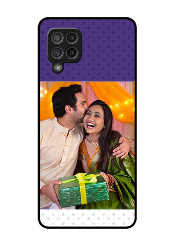 Galaxy M42 5G Personalized Glass Phone Case - Violet Pattern Design