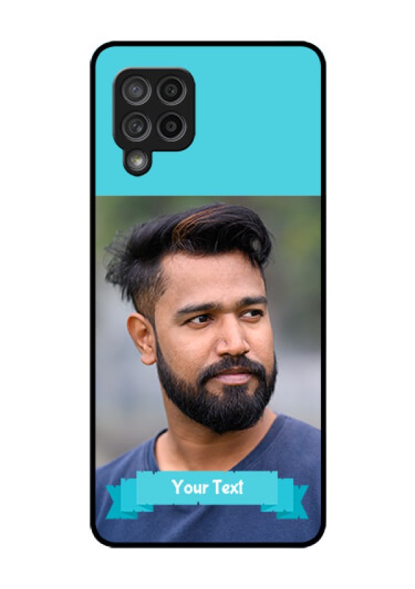 Galaxy M42 5G Personalized Glass Phone Case - Simple Blue Color Design