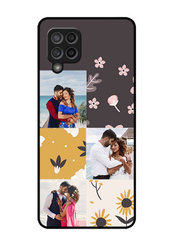 Galaxy M42 5G Photo Printing on Glass Case - 3 Images with Floral Design