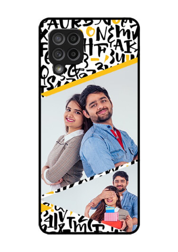 Galaxy M42 5G Custom Glass Mobile Case - Letters Pattern Design