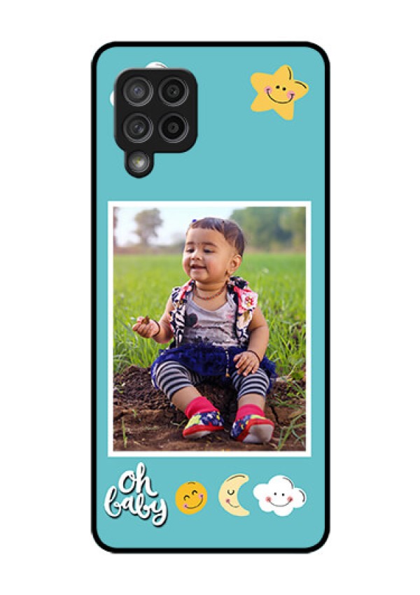 Galaxy M42 5G Personalized Glass Phone Case - Smiley Kids Stars Design