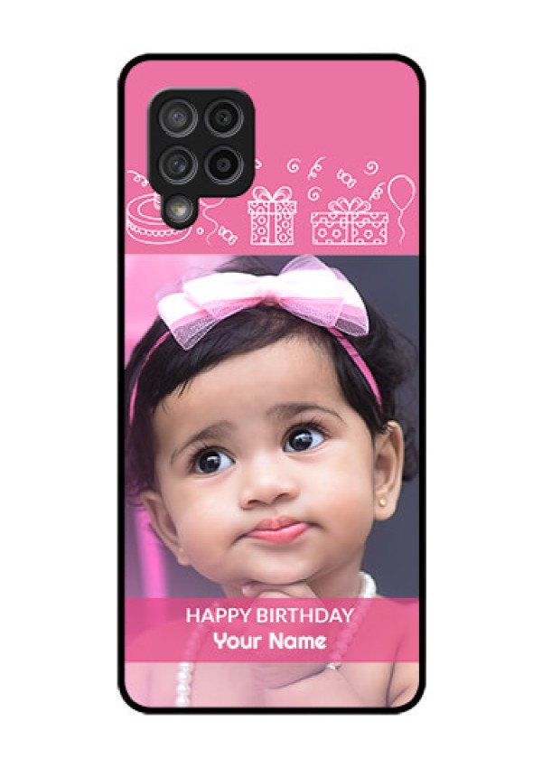 Galaxy M42 5G Photo Printing on Glass Case - with Birthday Line Art Design