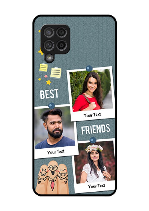 Galaxy M42 5G Personalized Glass Phone Case - Sticky Frames and Friendship Design