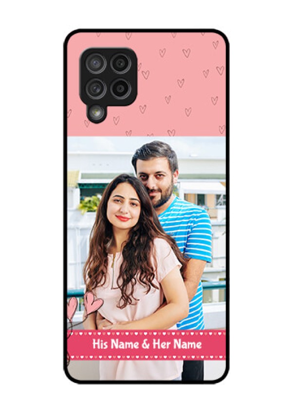 Galaxy M42 5G Personalized Glass Phone Case - Love Design Peach Color