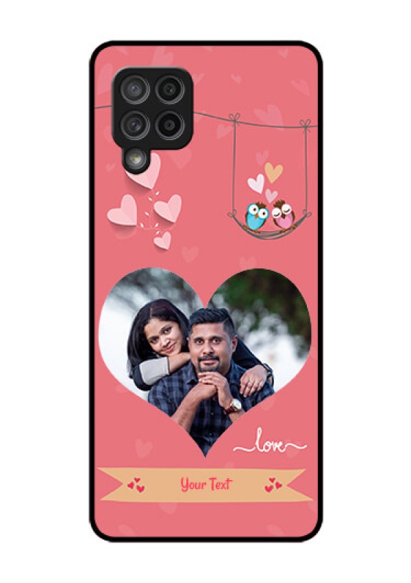Galaxy M42 5G Personalized Glass Phone Case - Peach Color Love Design 