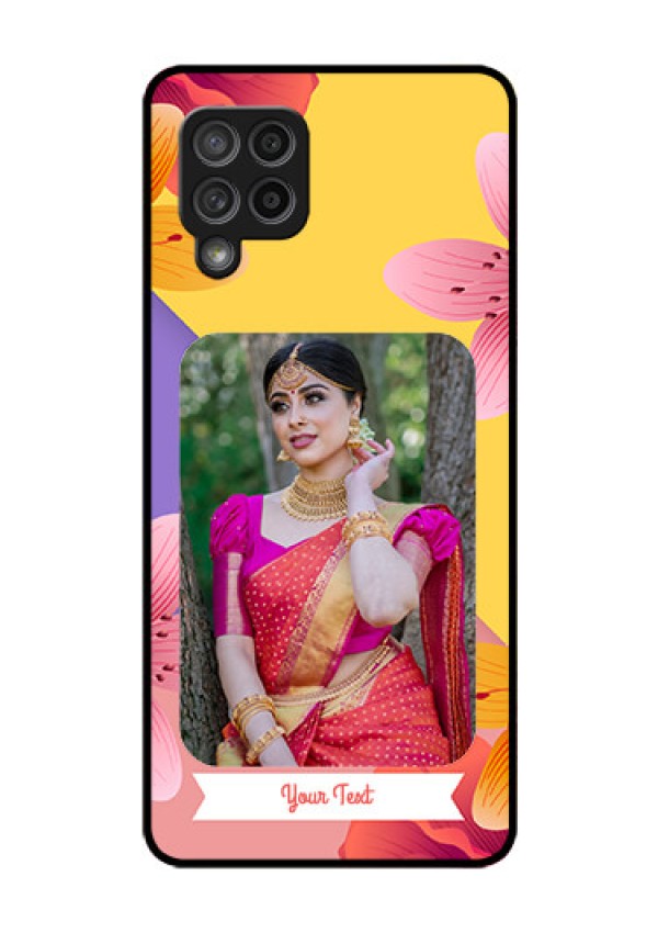 Galaxy M42 5G Custom Glass Mobile Case - 3 Image With Vintage Floral Design