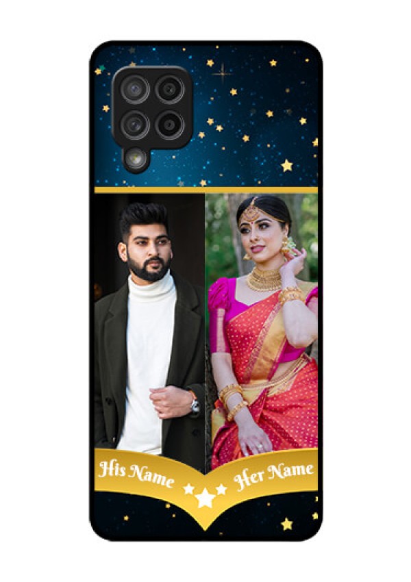 Galaxy M42 5G Custom Glass Phone Case - Galaxy Stars Backdrop Design