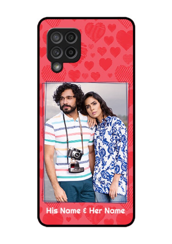 Galaxy M42 5G Photo Printing on Glass Case - with Red Heart Symbols Design
