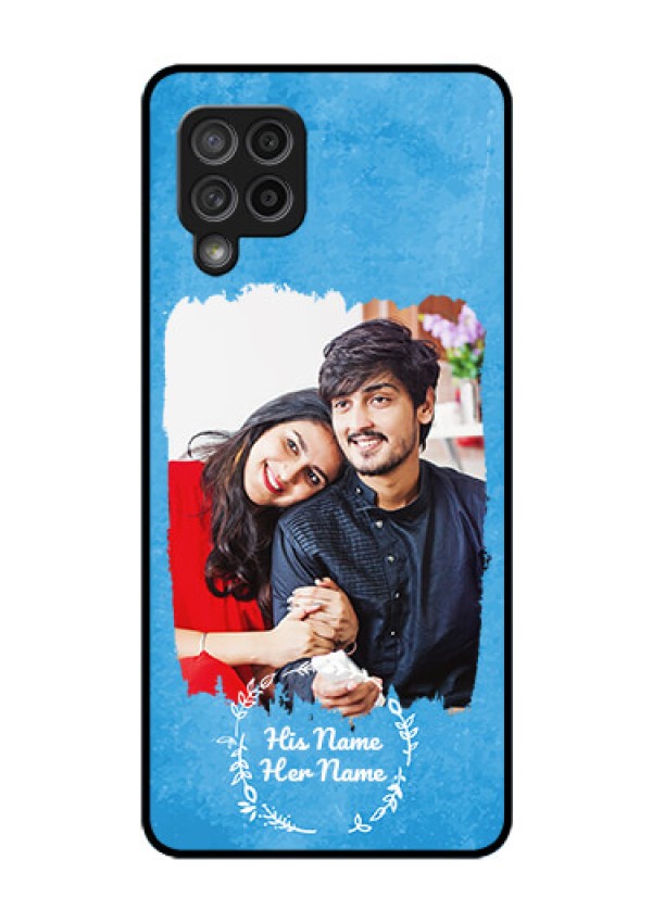 Galaxy M42 5G Custom Glass Phone Case - Blue Color Vintage Design