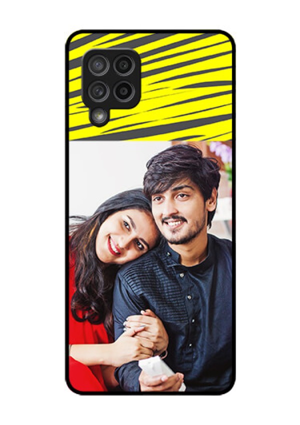 Galaxy M42 5G Photo Printing on Glass Case - Yellow Abstract Design