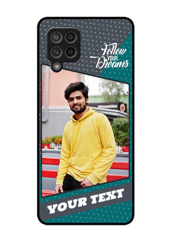 Galaxy M42 5G Personalized Glass Phone Case - Background Pattern Design with Quote